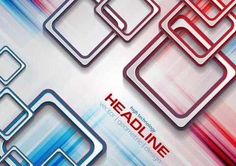 Abstract blue red squares tech grunge background イラスト素材
