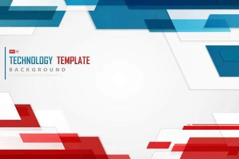 Abstract blue red tech template of contrast presentation template design. Stock Illustration