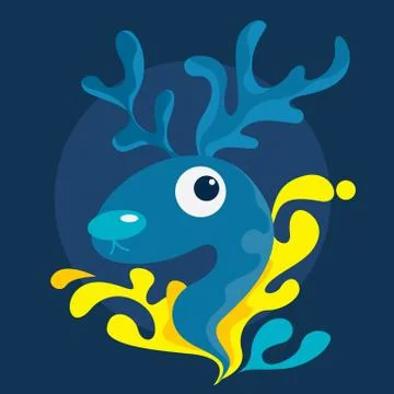 Abstract blue reindeer Illustrazione stock