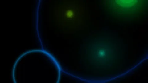 Abstract Blue Ring and Green Bokeh Particle Animation Clip Stockbeeldmateriaal 331716365
