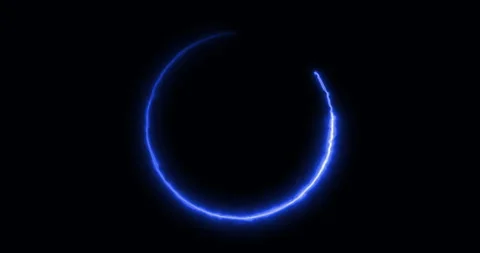 Abstract blue ring of fire appears on black background, concept of magic Stock Footage 286433687