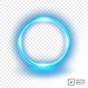 Abstract Blue Ring of Light on A Bright Transparent Background, Isolated an.. Stock Illustration