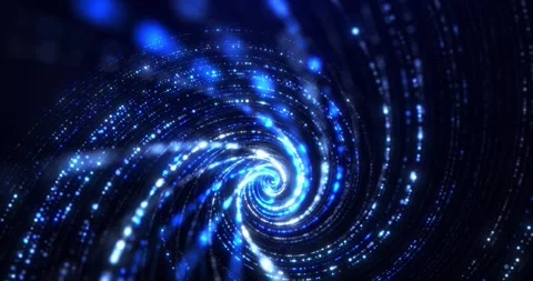 Abstract blue rotating particle surface. High tech colorful spiral. Rotating Stock Footage 309790300