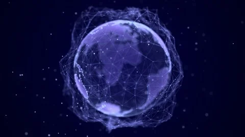 Abstract blue sci-fi planet Earth with particles and lines. Network connection. Stock-Footage 291963719