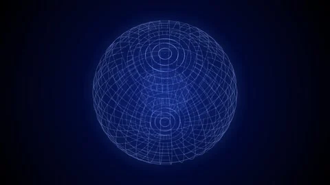 Abstract blue sci-fi sphere with particles. Technology connection on world. Stock Footage 318589704