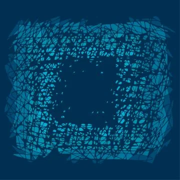 Abstract blue scratches square frame Illustrazione stock