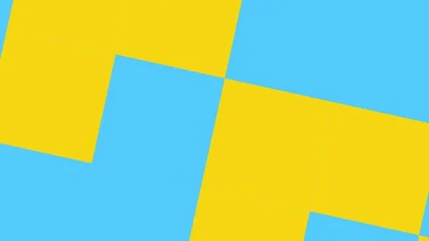 Abstract blue shape background with yellow squares appearing Stock Footage 314042939