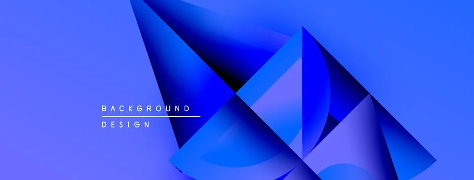 Abstract blue shapes create dynamic composition. Gradient colors suggest depth, Stock Illustration