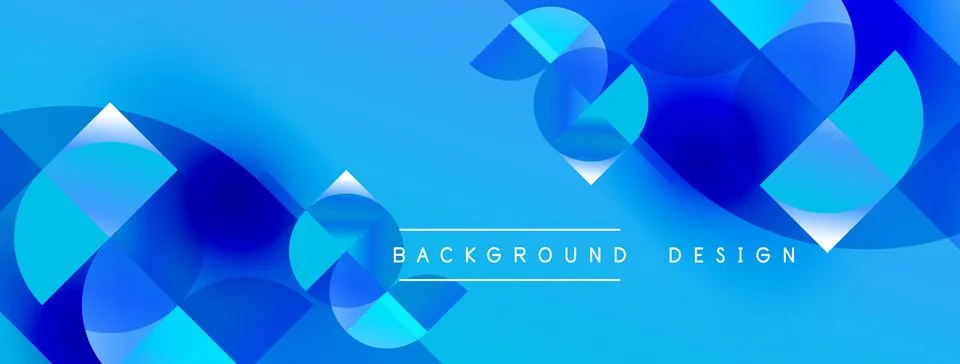 Abstract blue shapes create dynamic background. Gradient colors suggest depth Stock Illustration