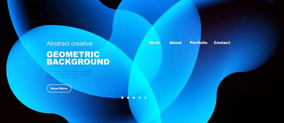 Abstract blue shapes create dynamic background. Text highlights geometric d.. Stock Illustration