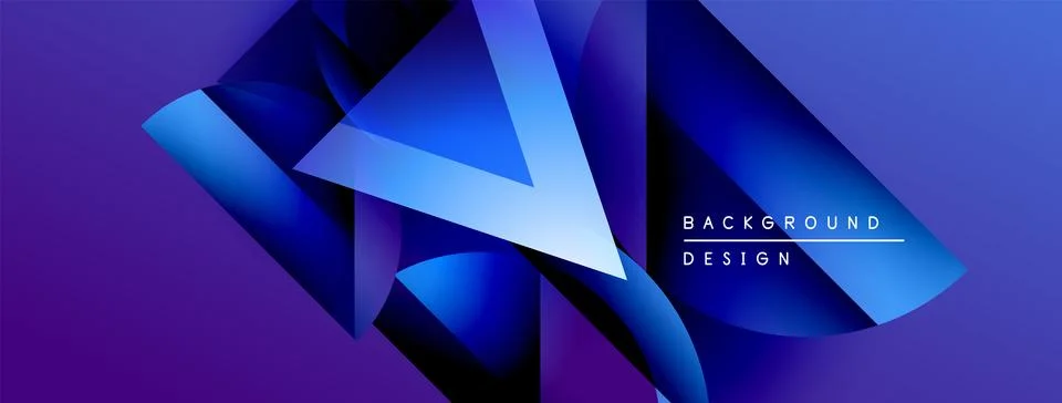 Abstract blue shapes create dynamic composition. Gradient colors suggest depth, Stock Photos