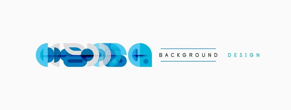 Abstract blue shapes form dynamic composition. Minimalist design with text Illustrazione stock