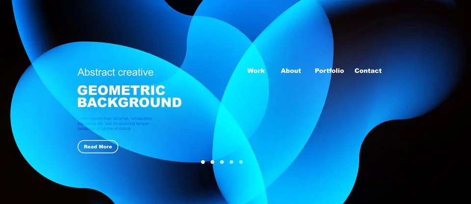 Abstract blue shapes form dynamic background. Text highlights geometric desig 스톡 일러스트