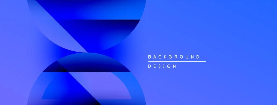 Abstract blue shapes overlap, creating dynamic gradient effect. Minimalist Illustrazione stock