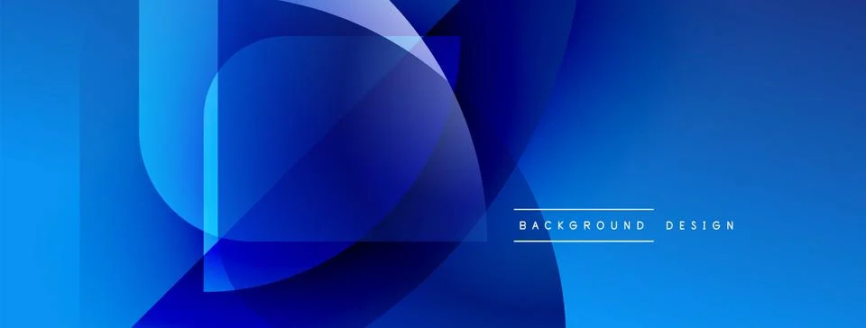 Abstract blue shapes overlap, creating dynamic visual effect. Gradient shades Stock Illustration