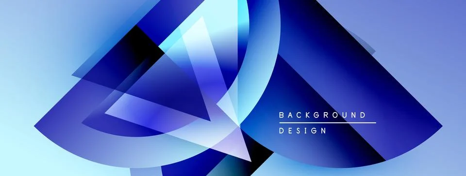 Abstract blue shapes overlap, creating dynamic composition. Modern design Illustrazione stock