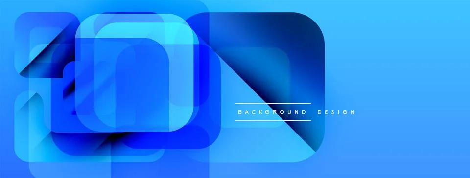 Abstract blue shapes overlap creating modern design. Bright gradients, clean Illustrazione stock