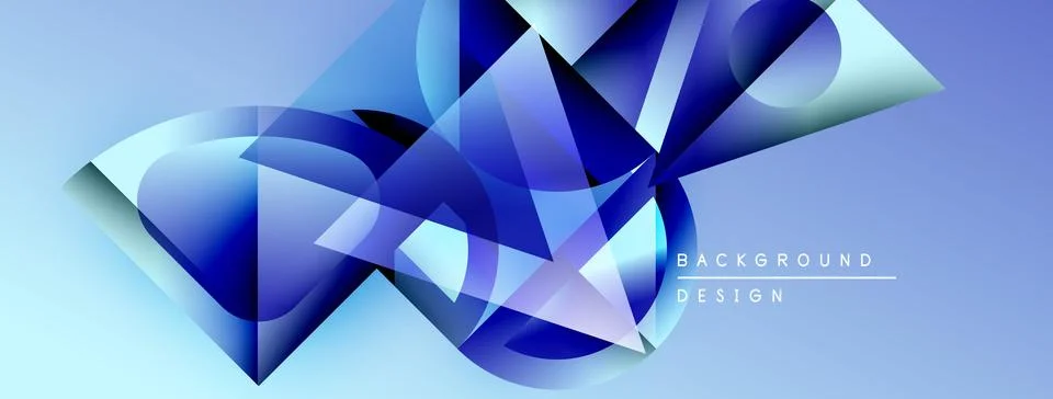 Abstract blue shapes overlap, creating dynamic visual effect. Gradient colors Stockillustratie