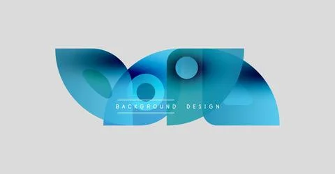 Abstract blue shapes overlap, creating dynamic composition. Text reads Stockillustratie