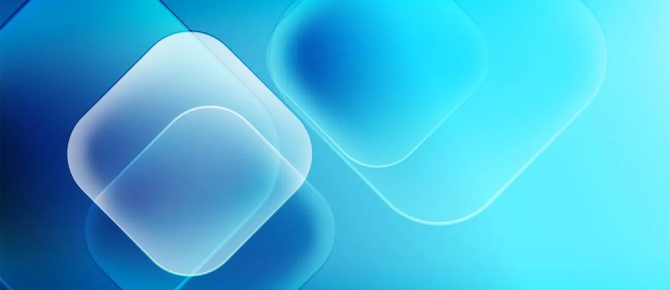 Abstract blue shapes overlap, creating soft gradients. Minimalist design evokes Stock Illustration