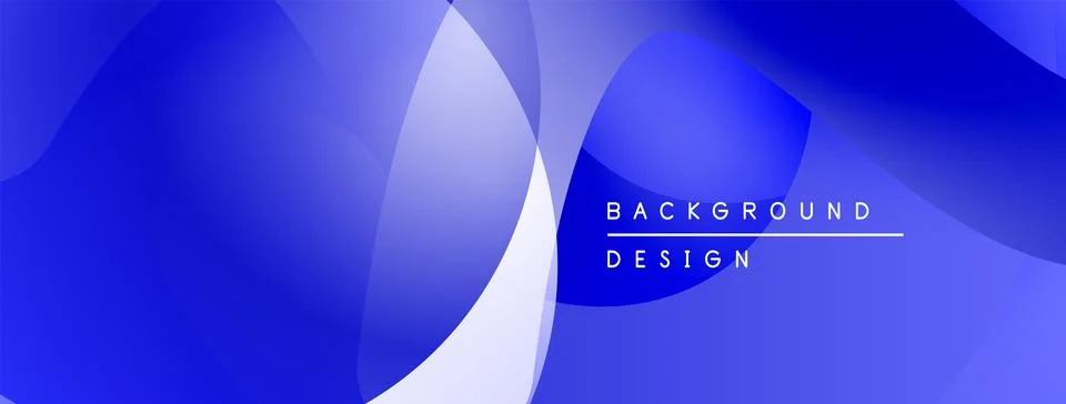 Abstract blue shapes overlap creating fluid gradient effect. Minimalist design 库存插图