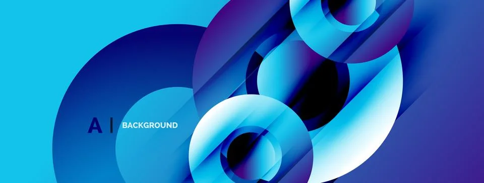 Abstract blue shapes overlap, creating dynamic visual effect. Modern design, Stock Illustration