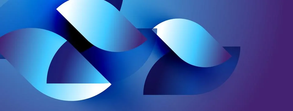 Abstract blue shapes overlap, creating dynamic visual effect. Gradient colors Illustrazione stock