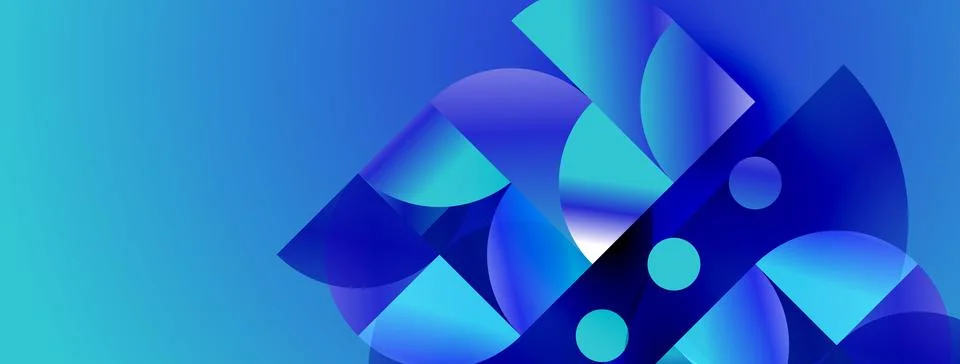Abstract blue shapes overlap, creating dynamic composition. Gradient hues Stock Illustration