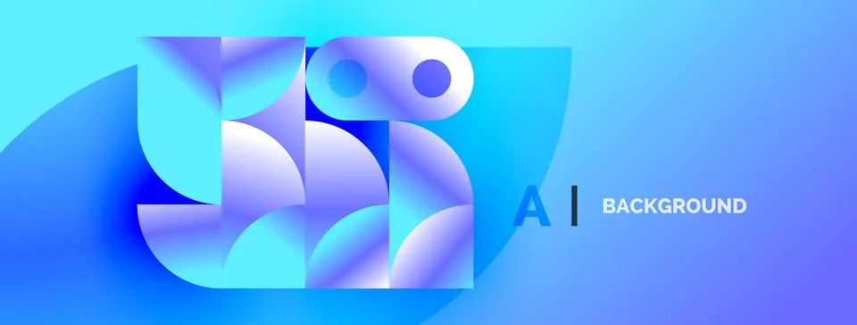 Abstract blue shapes overlap, creating dynamic visual effect. Gradient colors Illustrazione stock