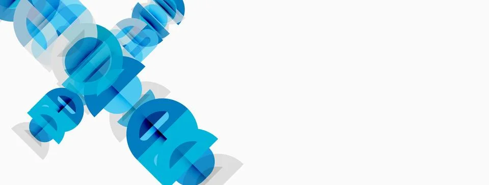 Abstract blue shapes overlap, creating dynamic visual effect. Minimalist desi Stock Illustration