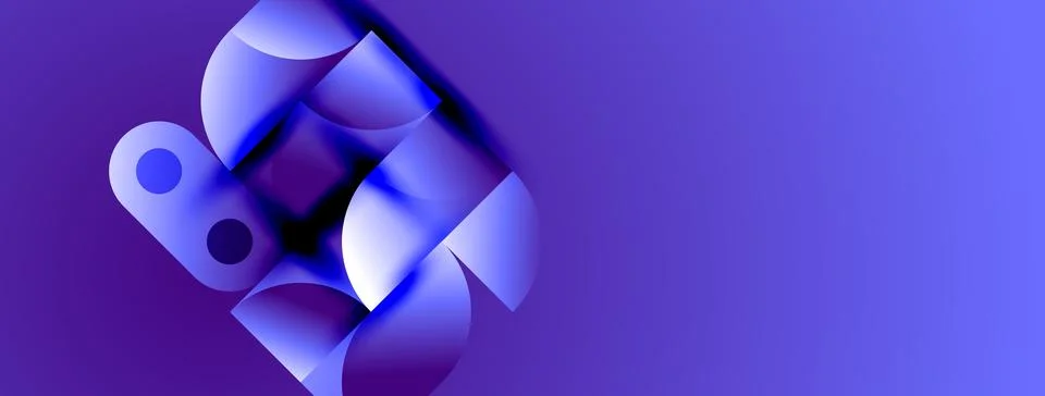 Abstract blue shapes overlap, creating dynamic composition. Gradient hues Stockillustratie