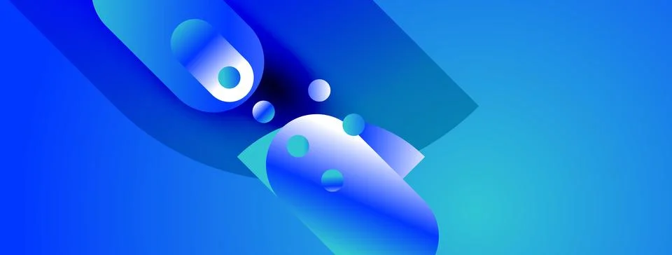 Abstract blue shapes overlap, creating dynamic composition. Gradient hues Stockillustratie