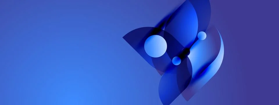 Abstract blue shapes overlap, creating dynamic composition. Smooth gradients Stock Illustration