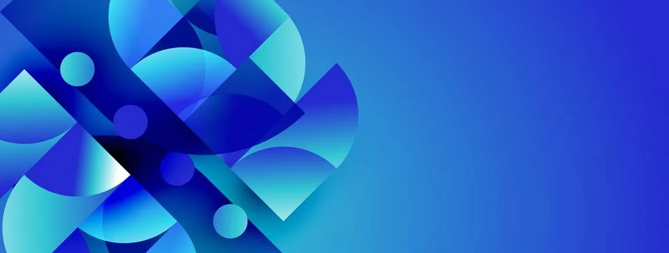Abstract blue shapes overlap, creating dynamic composition. Gradient hues Stock Illustration