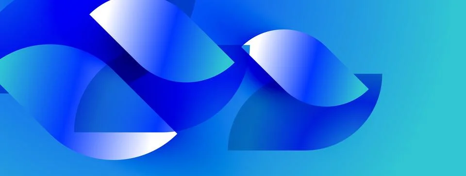 Abstract blue shapes overlap, creating dynamic visual effect. Gradient shades 스톡 일러스트