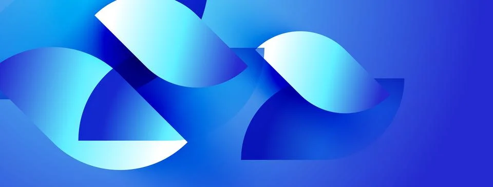 Abstract blue shapes overlap, creating dynamic visual effect. Gradient shades 스톡 일러스트