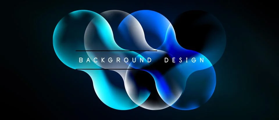 Abstract blue shapes overlap, creating dynamic visual effect. Text reads Stock Illustration