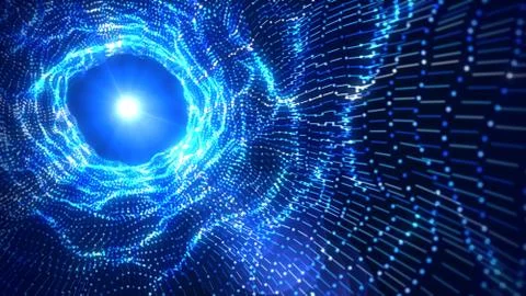 Abstract Blue Shine Dynamics Turbulence Wavy Circle Tunnel Dots Lines  스톡 일러스트