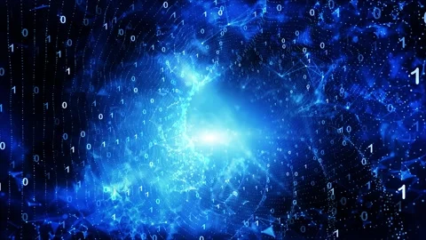 Abstract blue shining digital binary cyberspace network Vidéo 337192483