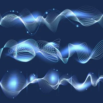 Abstract blue shining wave background. Vector illustration Vector soundtrack  Stock Illustration