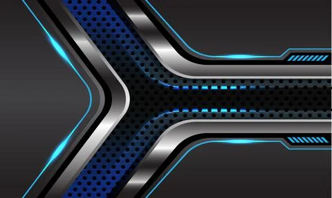 Abstract blue silver gray circle mesh technology Stock Illustration