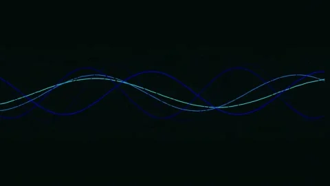 Abstract blue sine wave lines flowing over black background technology data.. Stock Footage 342160196