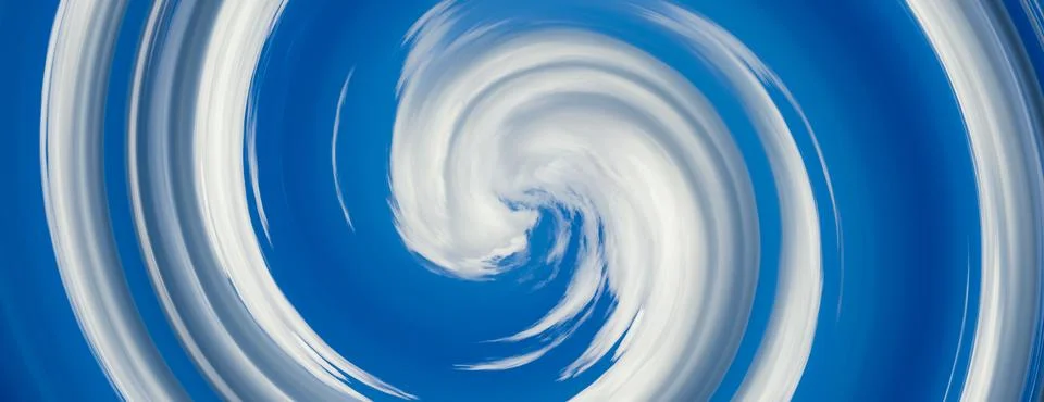 Abstract blue sky and clouds swirl background. Panoramic weather vortex banne Stock Illustration