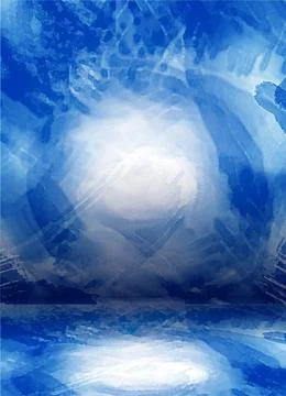 Abstract blue sky background with clouds and water, Stock Illustration