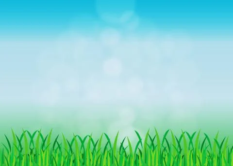 Abstract blue sky background with green grass illustration Stock Illustration