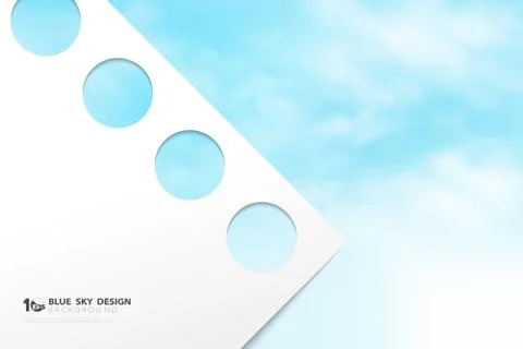 Abstract blue sky template with white paper for texting background. Illustrazione stock