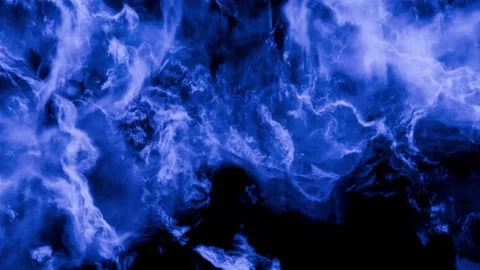 Abstract Blue Smoke and Flowing Energy Waves on Dark Background Stock Footage 345949726