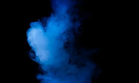 Abstract Blue Smoke Cloud on Black Background with Glowing Vapor Effect Stock Illustration