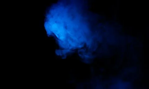 Abstract Blue Smoke Cloud on Black Background with Glowing Vapor Effect Stock Illustration
