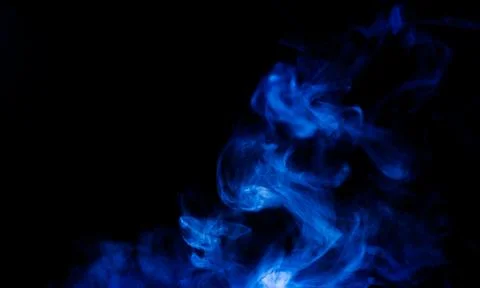 Abstract Blue Smoke Cloud on Black Background with Glowing Vapor Effect Stock Illustration